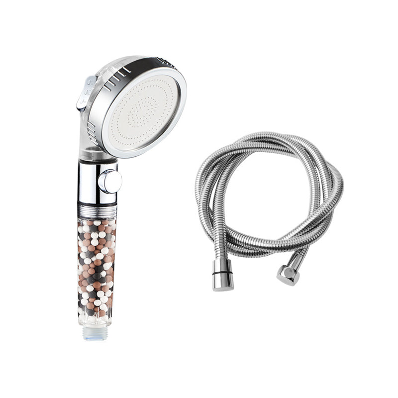 Contemporary Handheld Shower Head Round Filter Ball Spray Head in Silver Shower Head with Hose 1.5 meter Hose Clearhalo 'Bathroom Remodel & Bathroom Fixtures' 'Home Improvement' 'home_improvement' 'home_improvement_shower_heads' 'Shower Heads' 'shower_heads' 'Showers & Bathtubs Plumbing' 'Showers & Bathtubs' 6872693