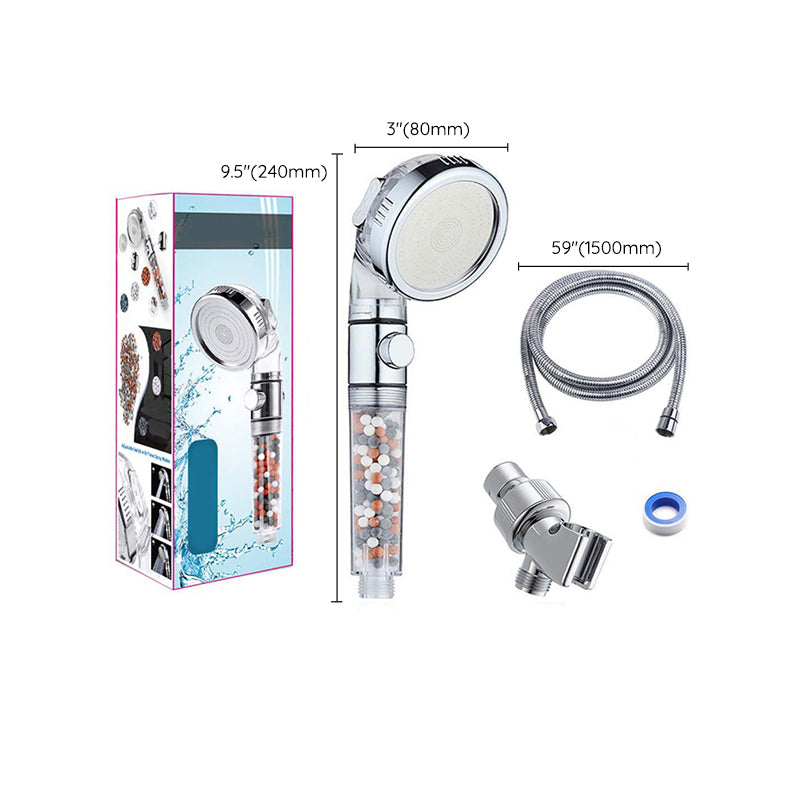 Contemporary Handheld Shower Head Round Filter Ball Spray Head in Silver Clearhalo 'Bathroom Remodel & Bathroom Fixtures' 'Home Improvement' 'home_improvement' 'home_improvement_shower_heads' 'Shower Heads' 'shower_heads' 'Showers & Bathtubs Plumbing' 'Showers & Bathtubs' 6872702