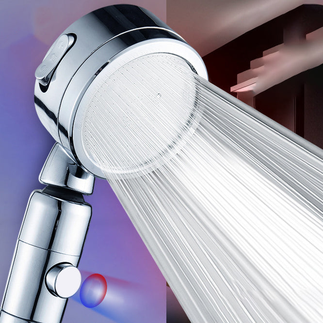 Contemporary Handheld Shower Head Round 3 Setting Spray Head in Silver Clearhalo 'Bathroom Remodel & Bathroom Fixtures' 'Home Improvement' 'home_improvement' 'home_improvement_shower_heads' 'Shower Heads' 'shower_heads' 'Showers & Bathtubs Plumbing' 'Showers & Bathtubs' 6872720