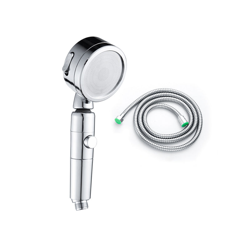 Contemporary Handheld Shower Head Round 3 Setting Spray Head in Silver Shower Head with Hose Clearhalo 'Bathroom Remodel & Bathroom Fixtures' 'Home Improvement' 'home_improvement' 'home_improvement_shower_heads' 'Shower Heads' 'shower_heads' 'Showers & Bathtubs Plumbing' 'Showers & Bathtubs' 6872721