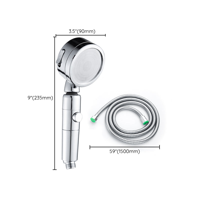Contemporary Handheld Shower Head Round 3 Setting Spray Head in Silver Clearhalo 'Bathroom Remodel & Bathroom Fixtures' 'Home Improvement' 'home_improvement' 'home_improvement_shower_heads' 'Shower Heads' 'shower_heads' 'Showers & Bathtubs Plumbing' 'Showers & Bathtubs' 6872735
