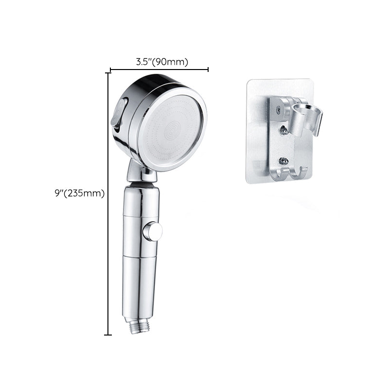 Contemporary Handheld Shower Head Round 3 Setting Spray Head in Silver Clearhalo 'Bathroom Remodel & Bathroom Fixtures' 'Home Improvement' 'home_improvement' 'home_improvement_shower_heads' 'Shower Heads' 'shower_heads' 'Showers & Bathtubs Plumbing' 'Showers & Bathtubs' 6872738
