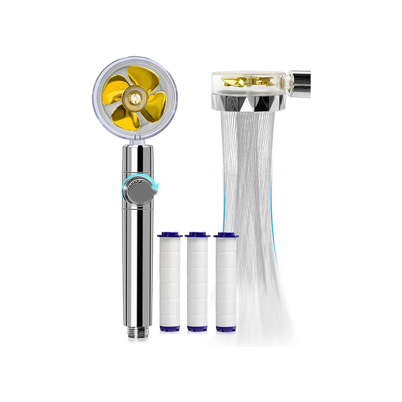 Contemporary Handheld Supercharged Shower Head Round 3 Setting Spray Head Yellow Clearhalo 'Bathroom Remodel & Bathroom Fixtures' 'Home Improvement' 'home_improvement' 'home_improvement_shower_heads' 'Shower Heads' 'shower_heads' 'Showers & Bathtubs Plumbing' 'Showers & Bathtubs' 6872748