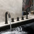 Modern Style Roman Tub Filler Deck-Mount High Arc Copper Roman Tub Filler Black Clearhalo 'Bathroom Remodel & Bathroom Fixtures' 'Bathtub Faucets' 'bathtub_faucets' 'Home Improvement' 'home_improvement' 'home_improvement_bathtub_faucets' 6872942