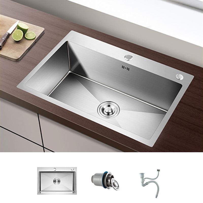 Drop-In Kitchen Sink with 2 Holes Stainless Steel Single Bowl Sink Sink Only None Clearhalo 'Home Improvement' 'home_improvement' 'home_improvement_kitchen_sinks' 'Kitchen Remodel & Kitchen Fixtures' 'Kitchen Sinks & Faucet Components' 'Kitchen Sinks' 'kitchen_sinks' 6873278