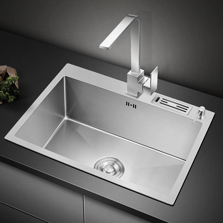 Drop-In Kitchen Sink with 2 Holes Stainless Steel Single Bowl Sink Clearhalo 'Home Improvement' 'home_improvement' 'home_improvement_kitchen_sinks' 'Kitchen Remodel & Kitchen Fixtures' 'Kitchen Sinks & Faucet Components' 'Kitchen Sinks' 'kitchen_sinks' 6873279