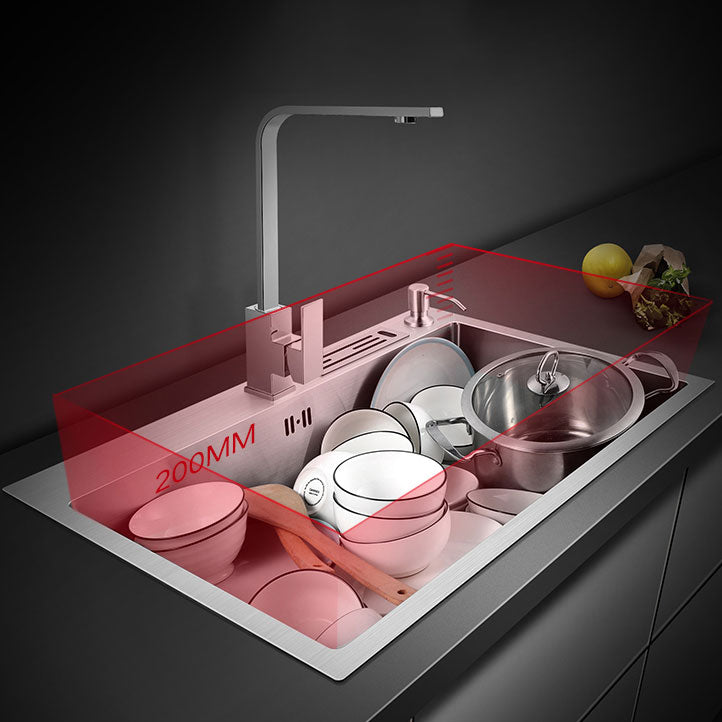Drop-In Kitchen Sink with 2 Holes Stainless Steel Single Bowl Sink Clearhalo 'Home Improvement' 'home_improvement' 'home_improvement_kitchen_sinks' 'Kitchen Remodel & Kitchen Fixtures' 'Kitchen Sinks & Faucet Components' 'Kitchen Sinks' 'kitchen_sinks' 6873291