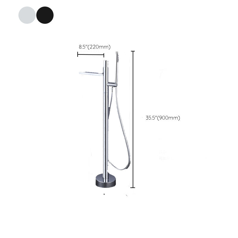 Bathroom Faucet Floor Standing Handheld Shower Head Rod Handle Faucet Clearhalo 'Bathroom Remodel & Bathroom Fixtures' 'Bathtub Faucets' 'bathtub_faucets' 'Home Improvement' 'home_improvement' 'home_improvement_bathtub_faucets' 6873715