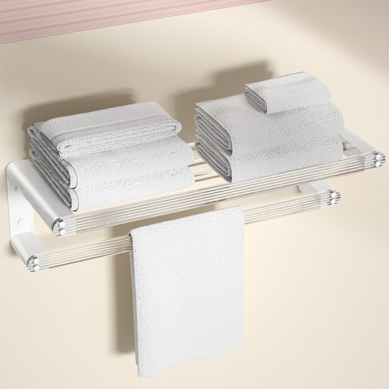 White & Clear Acrylic Bathroom Accessory Set with Towel Bar/Paper Holder/Robe Hook Towel Rack (23"L) Clearhalo 'Bathroom Hardware Sets' 'Bathroom Hardware' 'Bathroom Remodel & Bathroom Fixtures' 'bathroom_hardware_sets' 'Home Improvement' 'home_improvement' 'home_improvement_bathroom_hardware_sets' 6876509