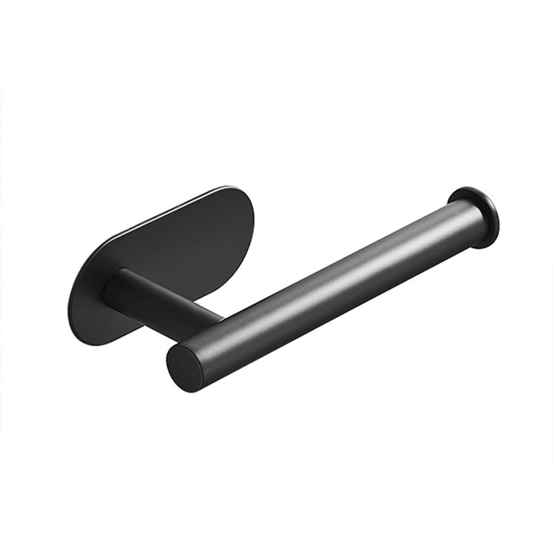 4 Piece Traditional Bathroom Hardware Set with Towel Bar Ring/Paper Holder & Robe Hook Black Toilet Paper Holder Clearhalo 'Bathroom Hardware Sets' 'Bathroom Hardware' 'Bathroom Remodel & Bathroom Fixtures' 'bathroom_hardware_sets' 'Home Improvement' 'home_improvement' 'home_improvement_bathroom_hardware_sets' 6876541