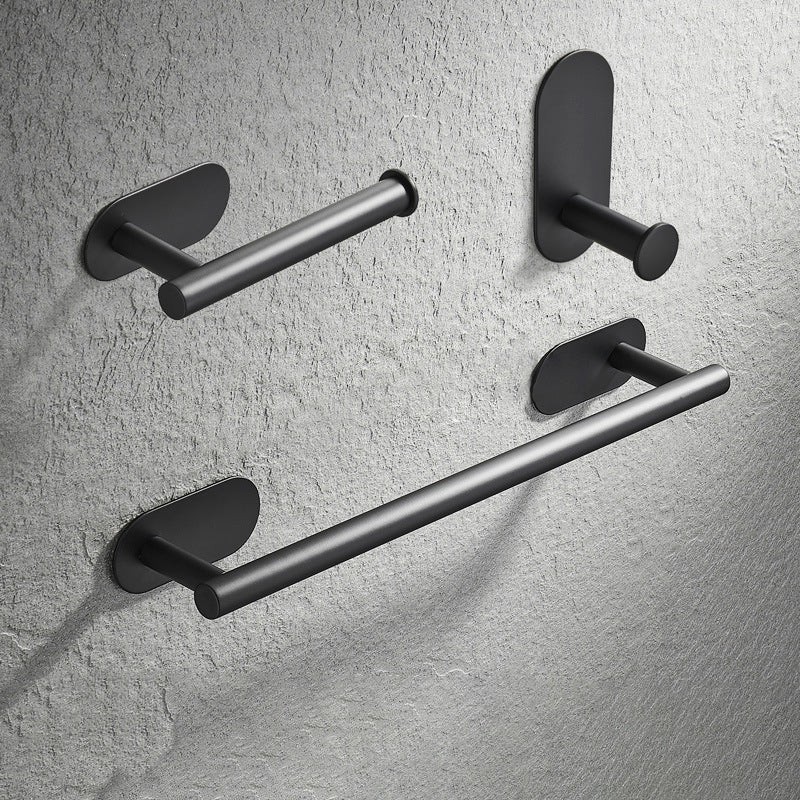 4 Piece Traditional Bathroom Hardware Set with Towel Bar Ring/Paper Holder & Robe Hook Black Towel Bar & Toilet Paper Holder & Towel Robe Hook (Single) Clearhalo 'Bathroom Hardware Sets' 'Bathroom Hardware' 'Bathroom Remodel & Bathroom Fixtures' 'bathroom_hardware_sets' 'Home Improvement' 'home_improvement' 'home_improvement_bathroom_hardware_sets' 6876548