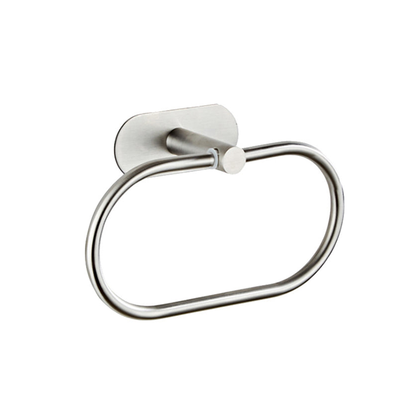 4 Piece Traditional Bathroom Hardware Set with Towel Bar Ring/Paper Holder & Robe Hook Silver Towel Ring Clearhalo 'Bathroom Hardware Sets' 'Bathroom Hardware' 'Bathroom Remodel & Bathroom Fixtures' 'bathroom_hardware_sets' 'Home Improvement' 'home_improvement' 'home_improvement_bathroom_hardware_sets' 6876552