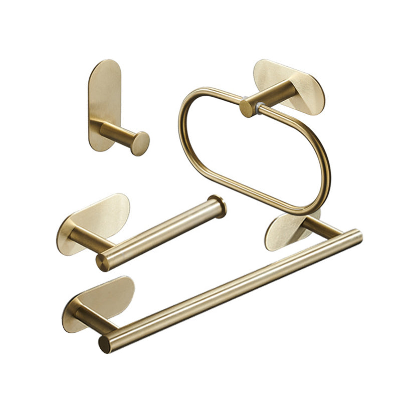 4 Piece Traditional Bathroom Hardware Set with Towel Bar Ring/Paper Holder & Robe Hook Gold 4-Piece Set Clearhalo 'Bathroom Hardware Sets' 'Bathroom Hardware' 'Bathroom Remodel & Bathroom Fixtures' 'bathroom_hardware_sets' 'Home Improvement' 'home_improvement' 'home_improvement_bathroom_hardware_sets' 6876563