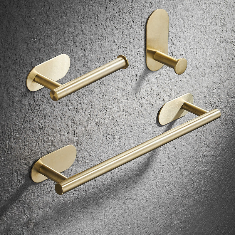 4 Piece Traditional Bathroom Hardware Set with Towel Bar Ring/Paper Holder & Robe Hook Gold Towel Bar & Toilet Paper Holder & Towel Robe Hook (Single) Clearhalo 'Bathroom Hardware Sets' 'Bathroom Hardware' 'Bathroom Remodel & Bathroom Fixtures' 'bathroom_hardware_sets' 'Home Improvement' 'home_improvement' 'home_improvement_bathroom_hardware_sets' 6876565