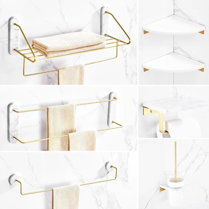 Modern Bathroom Accessory As Individual Or As a Set in Marble and Metal Clearhalo 'Bathroom Hardware Sets' 'Bathroom Hardware' 'Bathroom Remodel & Bathroom Fixtures' 'bathroom_hardware_sets' 'Home Improvement' 'home_improvement' 'home_improvement_bathroom_hardware_sets' 6876567
