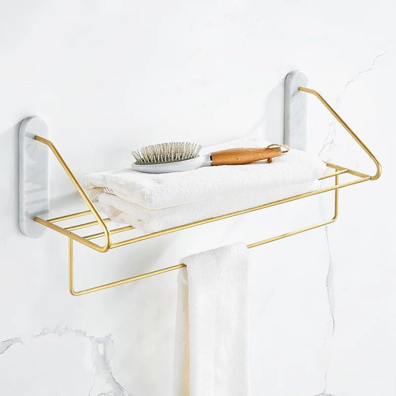 Modern Bathroom Accessory As Individual Or As a Set in Marble and Metal Towel Rack Clearhalo 'Bathroom Hardware Sets' 'Bathroom Hardware' 'Bathroom Remodel & Bathroom Fixtures' 'bathroom_hardware_sets' 'Home Improvement' 'home_improvement' 'home_improvement_bathroom_hardware_sets' 6876573