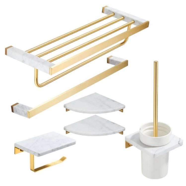 Modern Bathroom Accessory As Individual Or As a Set in Marble and Metal Clearhalo 'Bathroom Hardware Sets' 'Bathroom Hardware' 'Bathroom Remodel & Bathroom Fixtures' 'bathroom_hardware_sets' 'Home Improvement' 'home_improvement' 'home_improvement_bathroom_hardware_sets' 6876576