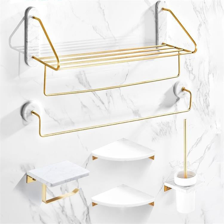Modern Bathroom Accessory As Individual Or As a Set in Marble and Metal 6-Piece Set Clearhalo 'Bathroom Hardware Sets' 'Bathroom Hardware' 'Bathroom Remodel & Bathroom Fixtures' 'bathroom_hardware_sets' 'Home Improvement' 'home_improvement' 'home_improvement_bathroom_hardware_sets' 6876580