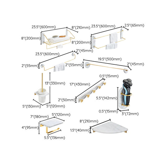 Modern Bathroom Accessory As Individual Or As a Set in Marble and Metal Clearhalo 'Bathroom Hardware Sets' 'Bathroom Hardware' 'Bathroom Remodel & Bathroom Fixtures' 'bathroom_hardware_sets' 'Home Improvement' 'home_improvement' 'home_improvement_bathroom_hardware_sets' 6876588