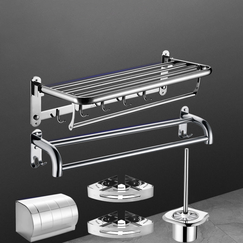6-Piece Stainless Steel Modern Bathroom Accessory as Individual or as a Set Grey 6-Piece Set (Curve Towel Rack) Clearhalo 'Bathroom Hardware Sets' 'Bathroom Hardware' 'Bathroom Remodel & Bathroom Fixtures' 'bathroom_hardware_sets' 'Home Improvement' 'home_improvement' 'home_improvement_bathroom_hardware_sets' 6876594