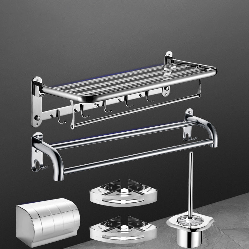6-Piece Stainless Steel Modern Bathroom Accessory as Individual or as a Set Grey 6-Piece Set (Straight Towel Rack) Clearhalo 'Bathroom Hardware Sets' 'Bathroom Hardware' 'Bathroom Remodel & Bathroom Fixtures' 'bathroom_hardware_sets' 'Home Improvement' 'home_improvement' 'home_improvement_bathroom_hardware_sets' 6876596