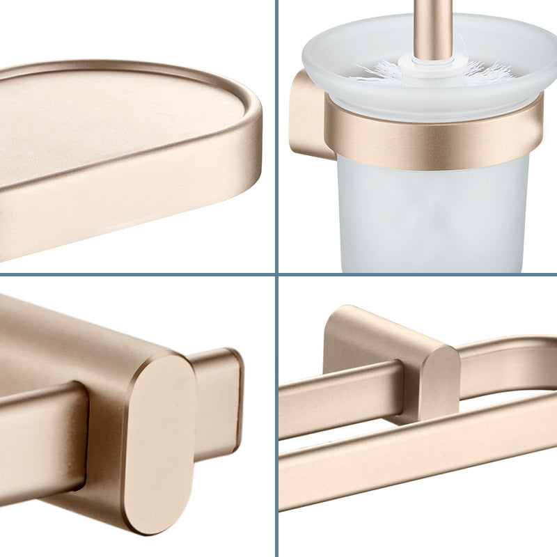 Golden Modern Bathroom Accessory Set Polished Brass Bath Shelf/Towel Bar/Robe Hooks Clearhalo 'Bathroom Hardware Sets' 'Bathroom Hardware' 'Bathroom Remodel & Bathroom Fixtures' 'bathroom_hardware_sets' 'Home Improvement' 'home_improvement' 'home_improvement_bathroom_hardware_sets' 6876748