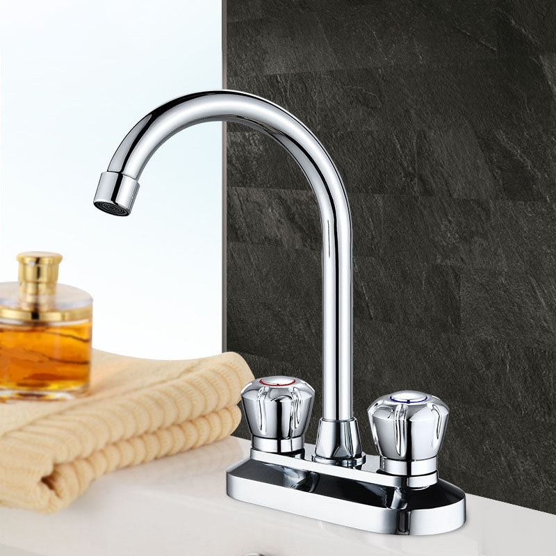 High-Arc Brass Bathroom Faucet Double Handle Vessel Sink Faucet Clearhalo 'Bathroom Remodel & Bathroom Fixtures' 'Bathroom Sink Faucets' 'Bathroom Sinks & Faucet Components' 'bathroom_sink_faucets' 'Home Improvement' 'home_improvement' 'home_improvement_bathroom_sink_faucets' 6878866