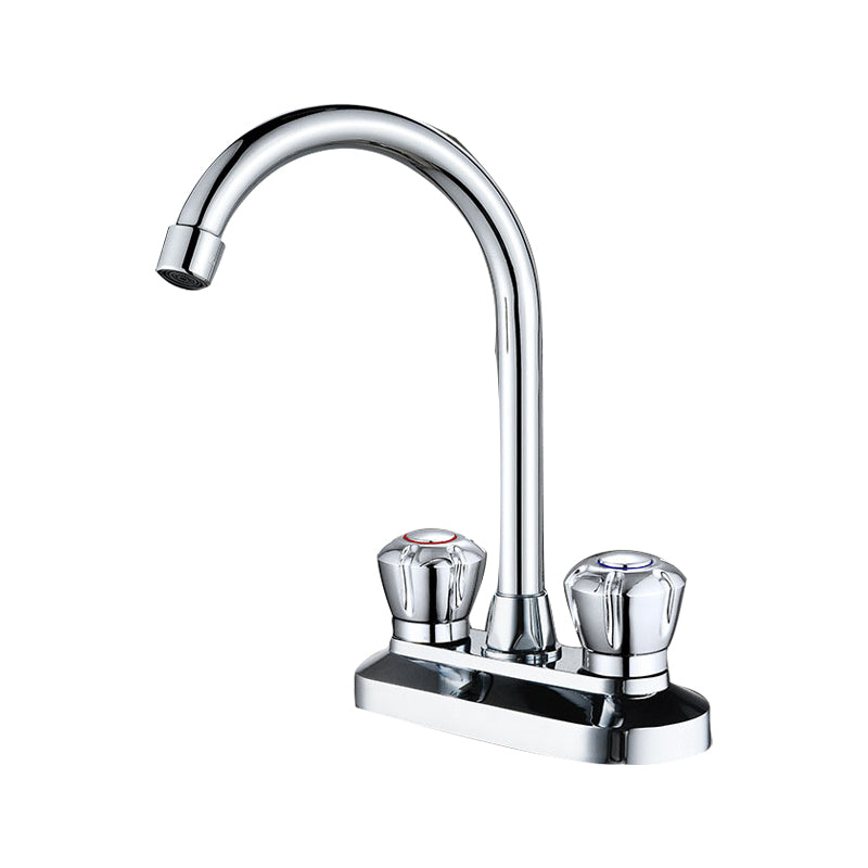 High-Arc Brass Bathroom Faucet Double Handle Vessel Sink Faucet Clearhalo 'Bathroom Remodel & Bathroom Fixtures' 'Bathroom Sink Faucets' 'Bathroom Sinks & Faucet Components' 'bathroom_sink_faucets' 'Home Improvement' 'home_improvement' 'home_improvement_bathroom_sink_faucets' 6878870