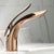 Brass 1 Hole Basin Faucet Lever Handle Sink Faucet Circular Modern Faucet for Bathroom Rose Gold 7.7" Clearhalo 'Bathroom Remodel & Bathroom Fixtures' 'Bathroom Sink Faucets' 'Bathroom Sinks & Faucet Components' 'bathroom_sink_faucets' 'Home Improvement' 'home_improvement' 'home_improvement_bathroom_sink_faucets' 6881022