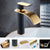 Single Hole Basin Faucet Waterfall Spout Sink Faucet Lever Handle Bathroom Faucet Black-Gold 7.7" Square Clearhalo 'Bathroom Remodel & Bathroom Fixtures' 'Bathroom Sink Faucets' 'Bathroom Sinks & Faucet Components' 'bathroom_sink_faucets' 'Home Improvement' 'home_improvement' 'home_improvement_bathroom_sink_faucets' 6881068