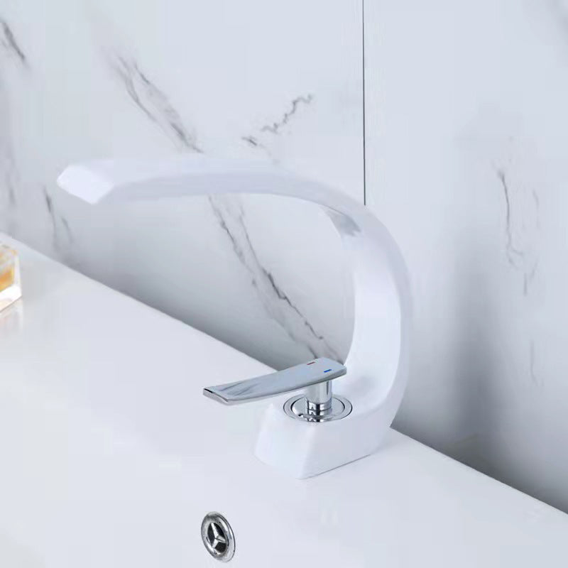 6.7 Inch High Basin Faucet Luxury 1 Hole Vanity Sink Faucet Cubic Bathroom Faucet Clearhalo 'Bathroom Remodel & Bathroom Fixtures' 'Bathroom Sink Faucets' 'Bathroom Sinks & Faucet Components' 'bathroom_sink_faucets' 'Home Improvement' 'home_improvement' 'home_improvement_bathroom_sink_faucets' 6881088