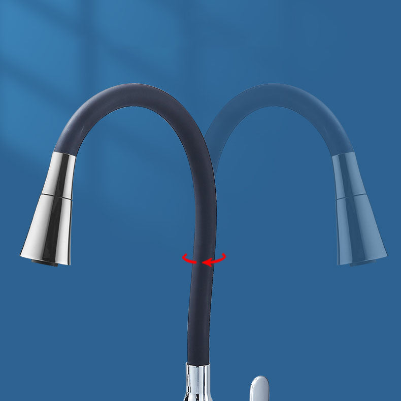 Contemporary Two Handles Kitchen Faucet Pull Down Bar Faucet Clearhalo 'Home Improvement' 'home_improvement' 'home_improvement_kitchen_faucets' 'Kitchen Faucets' 'Kitchen Remodel & Kitchen Fixtures' 'Kitchen Sinks & Faucet Components' 'kitchen_faucets' 6881115