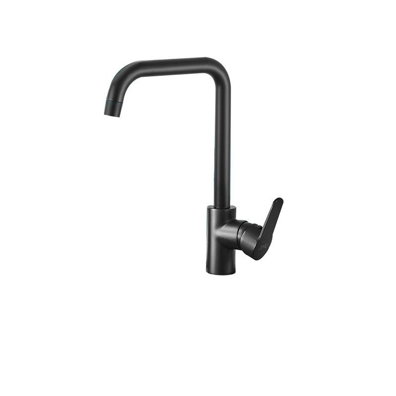 Contemporary Kitchen Bar Faucet Full Copper Swivel Spout No Sensor Black 7 Shape Single-mode Water Outlet Clearhalo 'Home Improvement' 'home_improvement' 'home_improvement_kitchen_faucets' 'Kitchen Faucets' 'Kitchen Remodel & Kitchen Fixtures' 'Kitchen Sinks & Faucet Components' 'kitchen_faucets' 6881124