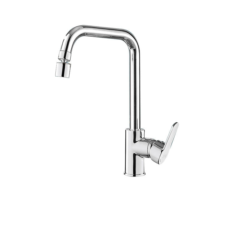 Contemporary Kitchen Bar Faucet Full Copper Swivel Spout No Sensor Silver 7 Shape Dual-mode Water Outlet Clearhalo 'Home Improvement' 'home_improvement' 'home_improvement_kitchen_faucets' 'Kitchen Faucets' 'Kitchen Remodel & Kitchen Fixtures' 'Kitchen Sinks & Faucet Components' 'kitchen_faucets' 6881137