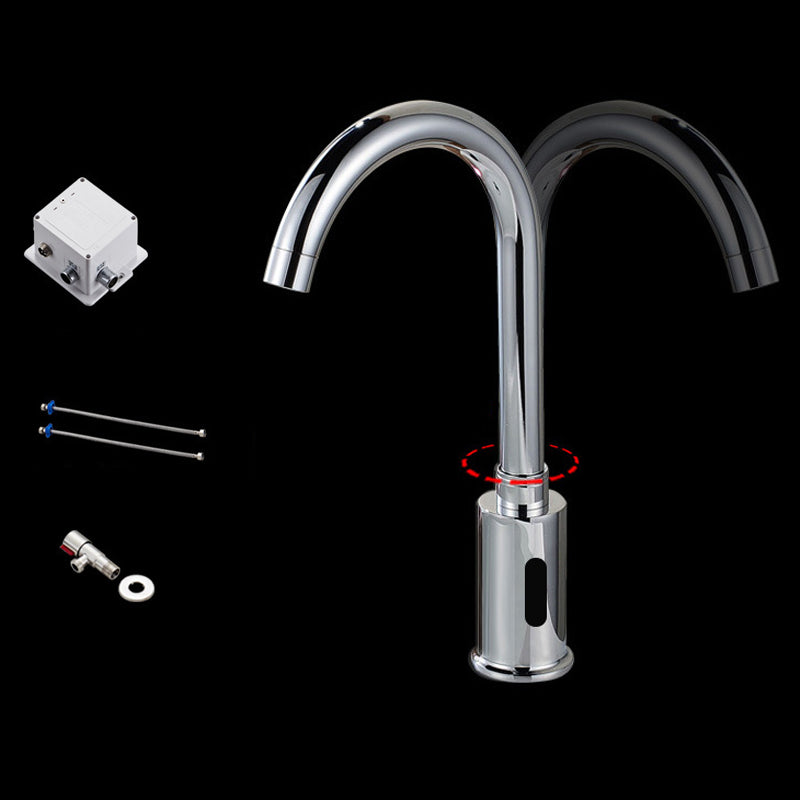 Touchless Sensor Kitchen Sink Faucet Stainless Steel Swivel Spout with Accessories Battery Model 2 Supply Lines Included Clearhalo 'Home Improvement' 'home_improvement' 'home_improvement_kitchen_faucets' 'Kitchen Faucets' 'Kitchen Remodel & Kitchen Fixtures' 'Kitchen Sinks & Faucet Components' 'kitchen_faucets' 6881148