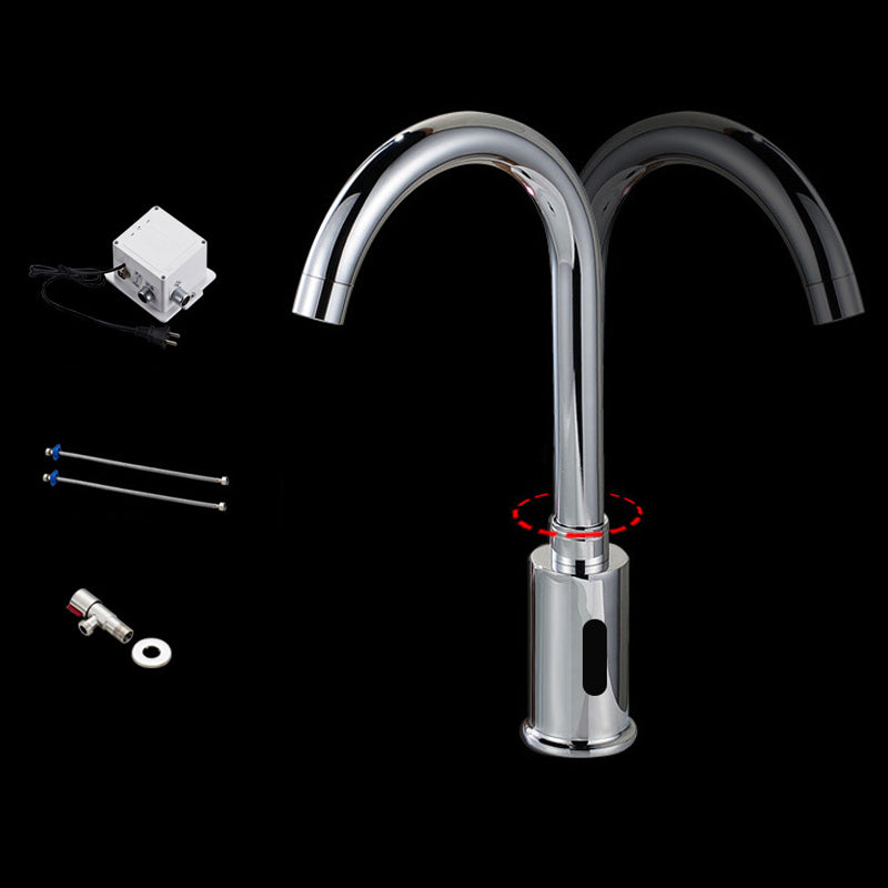 Touchless Sensor Kitchen Sink Faucet Stainless Steel Swivel Spout with Accessories Plug In 2 Supply Lines Included Clearhalo 'Home Improvement' 'home_improvement' 'home_improvement_kitchen_faucets' 'Kitchen Faucets' 'Kitchen Remodel & Kitchen Fixtures' 'Kitchen Sinks & Faucet Components' 'kitchen_faucets' 6881154