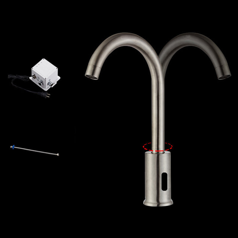 Touchless Sensor Kitchen Sink Faucet Stainless Steel Swivel Spout with Accessories Stainless Steel Plug In 1 Supply Line Included Clearhalo 'Home Improvement' 'home_improvement' 'home_improvement_kitchen_faucets' 'Kitchen Faucets' 'Kitchen Remodel & Kitchen Fixtures' 'Kitchen Sinks & Faucet Components' 'kitchen_faucets' 6881163