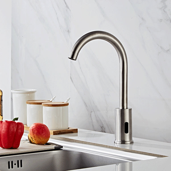 Touchless Sensor Kitchen Sink Faucet Stainless Steel Swivel Spout with Accessories Clearhalo 'Home Improvement' 'home_improvement' 'home_improvement_kitchen_faucets' 'Kitchen Faucets' 'Kitchen Remodel & Kitchen Fixtures' 'Kitchen Sinks & Faucet Components' 'kitchen_faucets' 6881166