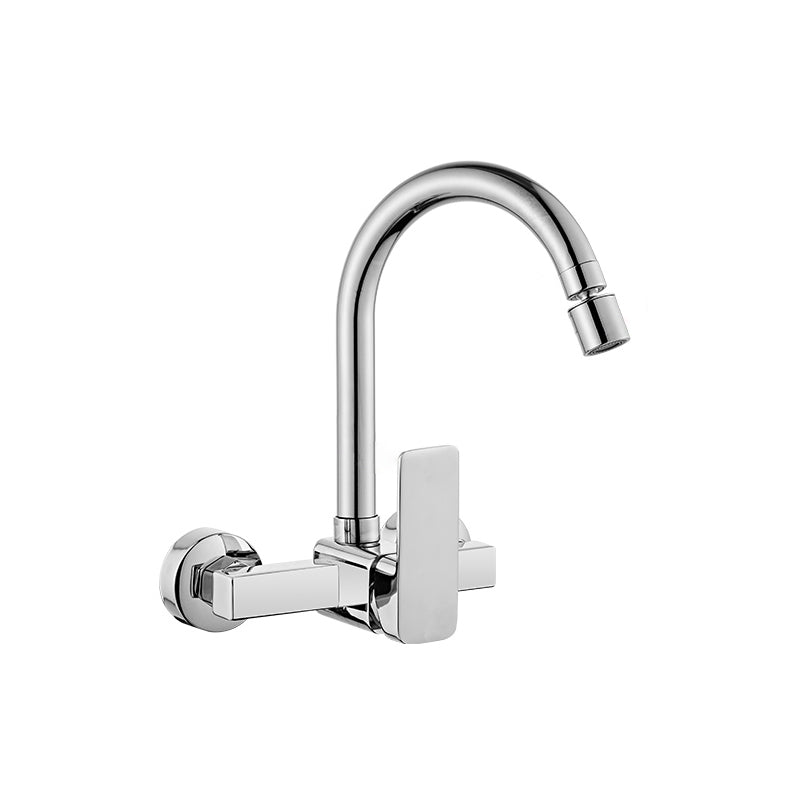 Modern Kitchen Faucet Single Level No Sensor Bar Faucet in Silver Gooseneck Dual-mode Water Outlet Clearhalo 'Home Improvement' 'home_improvement' 'home_improvement_kitchen_faucets' 'Kitchen Faucets' 'Kitchen Remodel & Kitchen Fixtures' 'Kitchen Sinks & Faucet Components' 'kitchen_faucets' 6881172