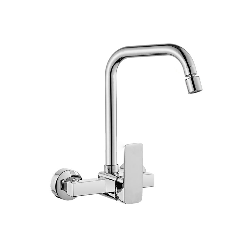 Modern Kitchen Faucet Single Level No Sensor Bar Faucet in Silver 7 Shape Dual-mode Water Outlet Clearhalo 'Home Improvement' 'home_improvement' 'home_improvement_kitchen_faucets' 'Kitchen Faucets' 'Kitchen Remodel & Kitchen Fixtures' 'Kitchen Sinks & Faucet Components' 'kitchen_faucets' 6881176
