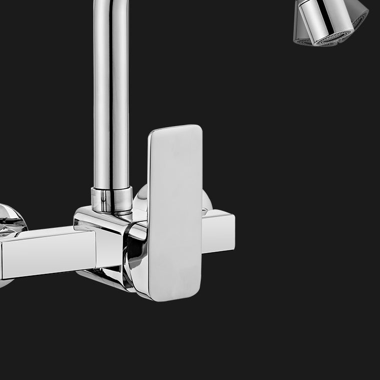 Modern Kitchen Faucet Single Level No Sensor Bar Faucet in Silver Clearhalo 'Home Improvement' 'home_improvement' 'home_improvement_kitchen_faucets' 'Kitchen Faucets' 'Kitchen Remodel & Kitchen Fixtures' 'Kitchen Sinks & Faucet Components' 'kitchen_faucets' 6881182