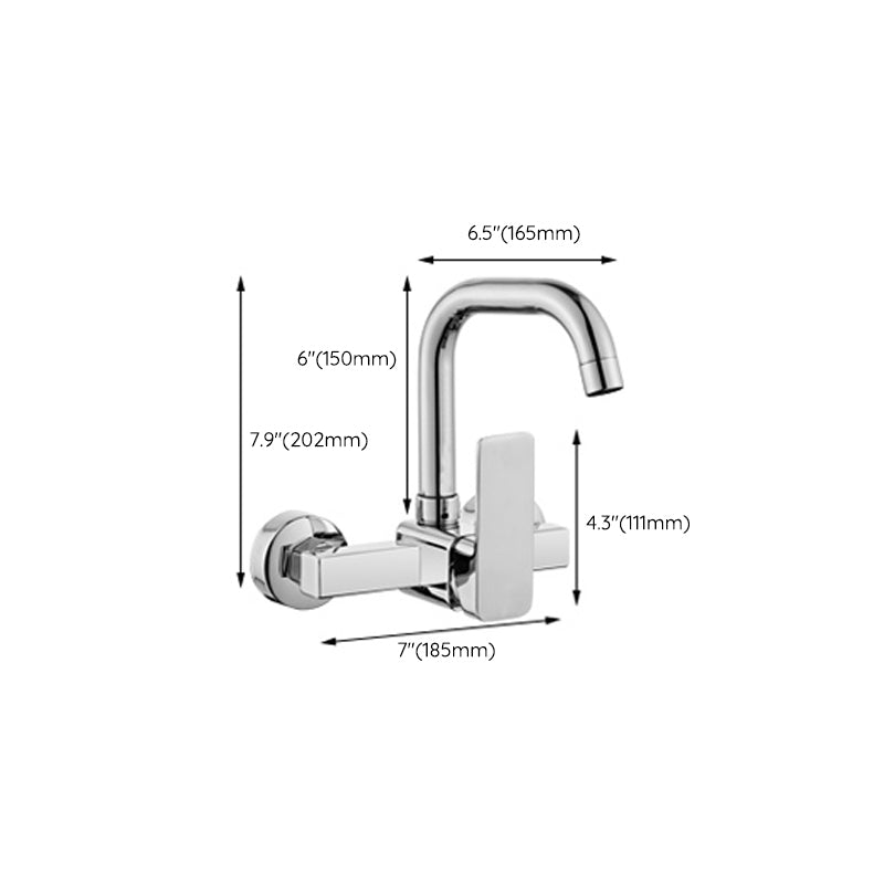 Modern Kitchen Faucet Single Level No Sensor Bar Faucet in Silver Clearhalo 'Home Improvement' 'home_improvement' 'home_improvement_kitchen_faucets' 'Kitchen Faucets' 'Kitchen Remodel & Kitchen Fixtures' 'Kitchen Sinks & Faucet Components' 'kitchen_faucets' 6881187