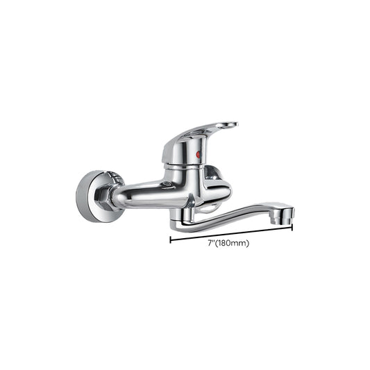 Modern Kitchen Faucet Single Level No Sensor Bar Faucet in Silver Clearhalo 'Home Improvement' 'home_improvement' 'home_improvement_kitchen_faucets' 'Kitchen Faucets' 'Kitchen Remodel & Kitchen Fixtures' 'Kitchen Sinks & Faucet Components' 'kitchen_faucets' 6881191