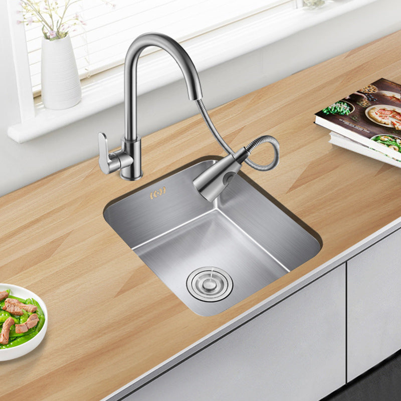 Modern Kitchen Sink Pull out Faucet Rod Handle Stainless Steel Sink Sink with Faucet Clearhalo 'Home Improvement' 'home_improvement' 'home_improvement_kitchen_sinks' 'Kitchen Remodel & Kitchen Fixtures' 'Kitchen Sinks & Faucet Components' 'Kitchen Sinks' 'kitchen_sinks' 6881206