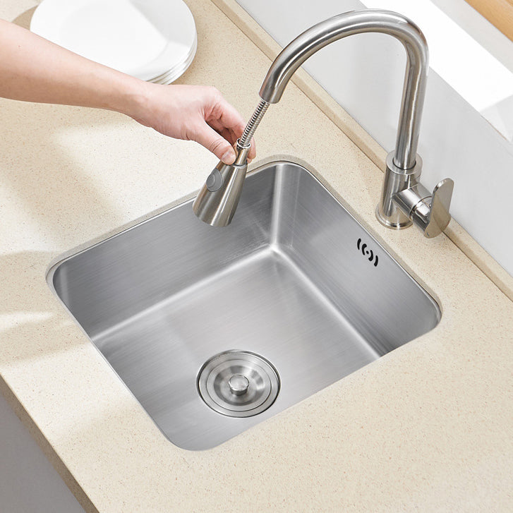 Modern Kitchen Sink Pull out Faucet Rod Handle Stainless Steel Sink Clearhalo 'Home Improvement' 'home_improvement' 'home_improvement_kitchen_sinks' 'Kitchen Remodel & Kitchen Fixtures' 'Kitchen Sinks & Faucet Components' 'Kitchen Sinks' 'kitchen_sinks' 6881207