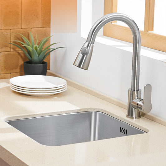 Modern Kitchen Sink Pull out Faucet Rod Handle Stainless Steel Sink Clearhalo 'Home Improvement' 'home_improvement' 'home_improvement_kitchen_sinks' 'Kitchen Remodel & Kitchen Fixtures' 'Kitchen Sinks & Faucet Components' 'Kitchen Sinks' 'kitchen_sinks' 6881208