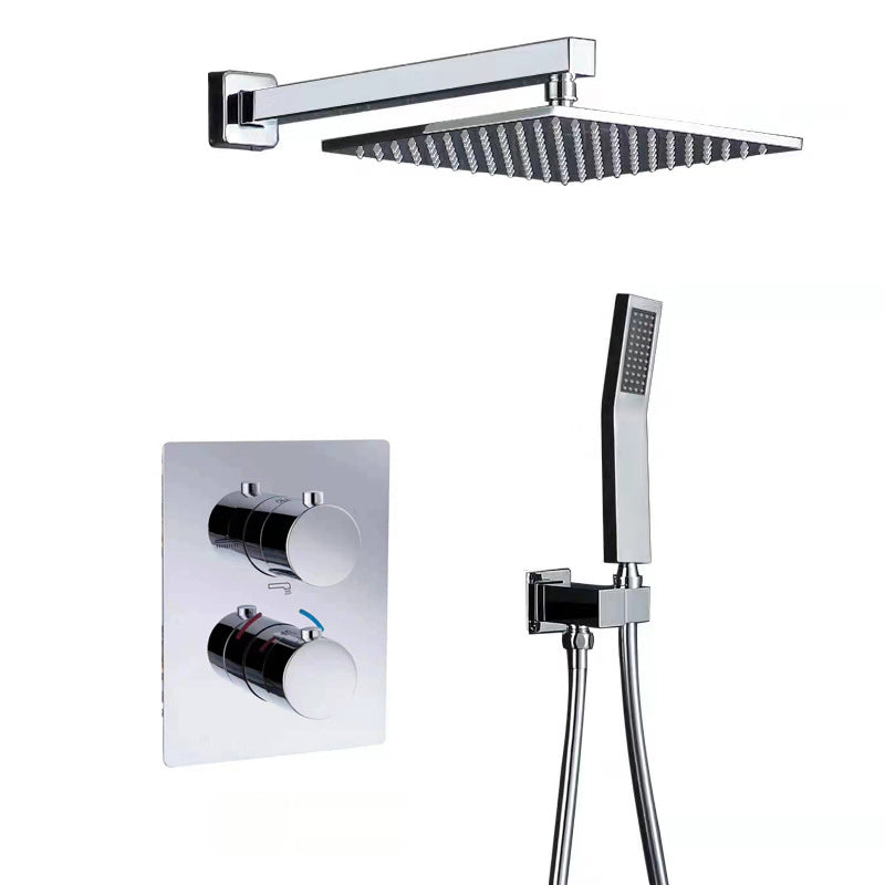 All-copper Shower Set into The Wall Pressurized Shower with Constant Temperature Concealed Grey Thermostatic Clearhalo 'Bathroom Remodel & Bathroom Fixtures' 'Home Improvement' 'home_improvement' 'home_improvement_shower_faucets' 'Shower Faucets & Systems' 'shower_faucets' 'Showers & Bathtubs Plumbing' 'Showers & Bathtubs' 6881360