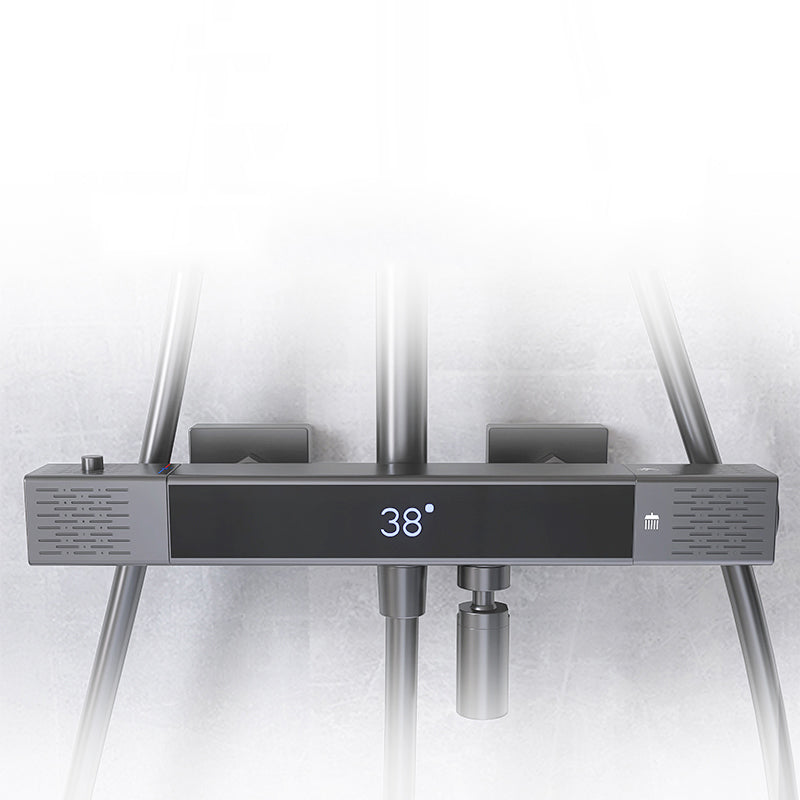 Contemporary Style Brass Shower Faucet with Hand Shower Wall Mounted Shower Combo Clearhalo 'Bathroom Remodel & Bathroom Fixtures' 'Home Improvement' 'home_improvement' 'home_improvement_shower_faucets' 'Shower Faucets & Systems' 'shower_faucets' 'Showers & Bathtubs Plumbing' 'Showers & Bathtubs' 6881380