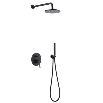 In-wall Shower Full Set Embedded Shower Top Nozzle Concealed Booster Shower Set Black 12" x 12" Clearhalo 'Bathroom Remodel & Bathroom Fixtures' 'Home Improvement' 'home_improvement' 'home_improvement_shower_faucets' 'Shower Faucets & Systems' 'shower_faucets' 'Showers & Bathtubs Plumbing' 'Showers & Bathtubs' 6881395