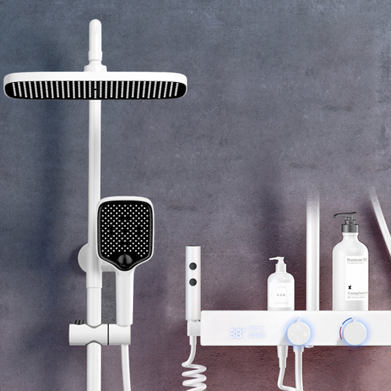 Modern Shower Trim Handheld Shower Head Wall Mounted Rain Shower Head Shower Trim White Square Digital Display Included Clearhalo 'Bathroom Remodel & Bathroom Fixtures' 'Home Improvement' 'home_improvement' 'home_improvement_shower_faucets' 'Shower Faucets & Systems' 'shower_faucets' 'Showers & Bathtubs Plumbing' 'Showers & Bathtubs' 6881405